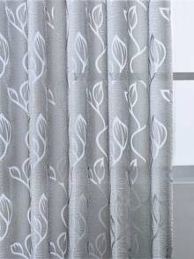 1pc Floral-Patterned Sheer Curtains; Lightweight, Gray Semi-Blackout Curtains; Decorative Curtains Suitable For Living Rooms And Bedrooms - Grey - View 4