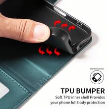 1pc Embossed Wallet Case Compatible With Apple 17 Pro Max, A57, Note 15 PRO, Artificial Leather Protective Shell (Global Version, Not Local Model) - Dark Green - View 6