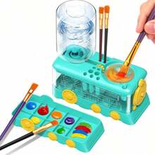 Upgraded Watercolor Brush Cleaner, Water Circulation Paint Rinsing Brush Bucket, Little Train Brush Washer, Automatic Water Exchange - View 8
