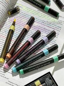 6pcs. Fluorescent Highlighters. Triangular Barrel, Comfortable Grip. Suitable For Key Point Marking, Note-Taking, Planner Decoration, Doodling, Daily Learning, Office Work, Handmade DIY Creation, Student Stationery. - Ink Night Starlight - View 4