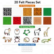 hoojojo 20pcs Permainan Mencocokkan Tekstur Bulu Hewan dari Kain Felt, Alat Bantu Mengajar Pengenalan Pola Kulit Hewan Liar, Perlengkapan Belajar Guru di Kelas, Aktivitas Pengamatan Sains Alam, Perlengkapan Kembali ke Sekolah - MultiWarna - View 7