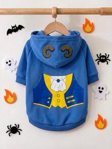 LUCKIE PAL 1pc Halloween Beast Prince Cosplay Print Pet Sweatshirt, Suitable For Chihuahua And Small Dogs, Physical Flea Protection, Reduces Shedding, Insulated And Breathable Dog Clothing, Suitable For Cats And Dogs Indoor And Outdoor - Multicolor - View 1