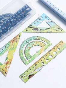 4 st geometriskt linjalsätt i metall med makaron-gradientfärg, 15 cm rak linjal och triangelhake, lämpligt för skolstart, dagliga mätningar och matematiklektioner - Multifärgad - Visa 2