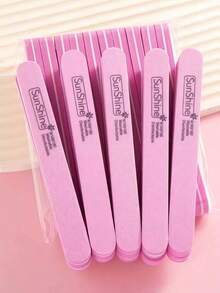 5/10/20/50pcs Oval Long Nail File Set, 0.47 Inch Thick, Suitable For Gel Nails, Washable Sponge, Double-Sided 100/180 Grit Polishing - Multicolor - View 2