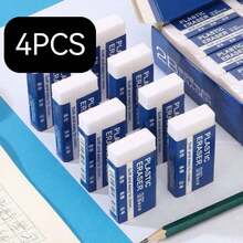 4pcs Soft Easy-To-Clean 2B Plastic Erasers - White, Rectangular, PVC Material, Suitable For Art And Craft Projects, Craft Supplies | Rectangular Eraser | Smooth Texture, Pencil Eraser - White - View 9