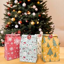 12pcs Christmas Snowflake & Reindeer Gift Bag Set With Stickers - New Holiday Product - Multicolor - View 10