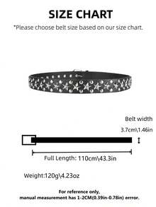 1pc Star Punk Party Street PU(Polyurethane) Women's Belt, All Season, Minimalist Fashion Metal Rivet, Daily Versatile, Unisex - Multicolor - View 2