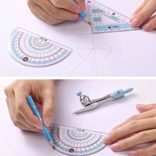 Geometry Drawing Set, Includes Metal Compass, 15cm Ruler, 2 Triangle Rulers, Protractor, Pencil, Eraser And Pencil Sharpener, Portable Storage Box, Suitable For Geometry Drawing, Technical Drawing, Exam Preparation, School And Office Math Measurement Tool Set - Sets - View 3