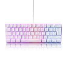 7KEYS Keyboard Gaming 60%, Keyboard Gaming Mini ini memiliki 61 tombol dan fitur lampu latar RGB sejati. Cocok untuk gamer PC, juru ketik, pelancong, dan pengguna bisnis. Keyboard ini portabel dan mudah dibawa. - Putih - Kontur - View 9