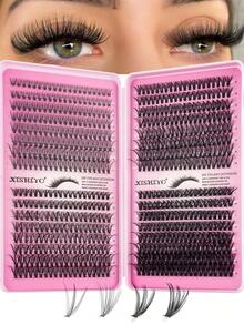 640pcs Cluster False Eyelashes Set - Lightweight & Thin, Natural Clustered Look, DIY Self-Adhesive (D Curl) - Create Fluffy Lash Extension Effect - View 2