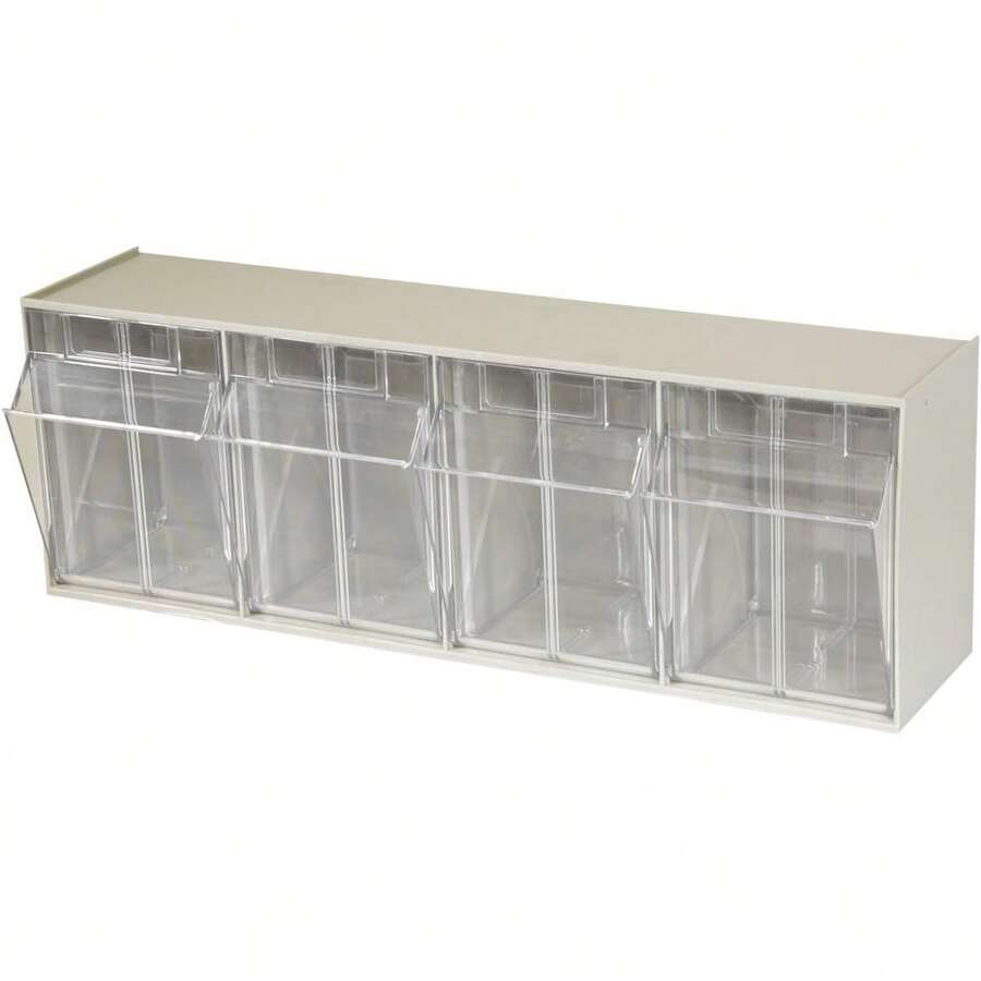 2026-HOT:-TiltView Sistema de Almacenamiento Plástico con dos bandejas inclinadas, 23-5/8-Inch Wide, 14-Inch High, 12-5/16-Inch Deep, Piedra - Cuantro Bandejas - Ver 1
