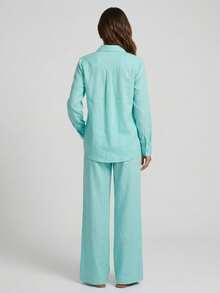 Women Two-Piece Outfits - 青碧色 - 查看 3