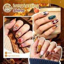 Beetles 6 Colors Fall Gel Nail Polish Gift Set, Vintage Wilds Autumn Collection With 2-In-1 Nail Art Pen, Button & Color Card, Soak Off UV LED - 6 Colors Fall Gel Polish Set - 查看 4