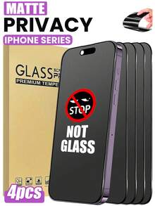 4pcs Matte Privacy Anti-Peep Screen Protector, Soft Material, Full Coverage, Anti-Glare, Ceramic Film, Anti-Fingerprint, Compatible With Phone Case, Suitable For 17 Pro Max 6.9 Inch, 18Promax/18Pro/17 Pro Max/17 Air/16 Pro Max/16 Pro/16 Plus/16/15 Pro Max/14 Pro Max/13 Mini/12/11/XS Max/XR/8 Plus/7 Plus, Essential - Black - View 19