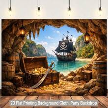 1pc 2D Flat Banner, Pirate Treasure Background Cloth, Suitable For Indoor Photo Backdrop, Party Decoration, Home Decor, No Power Required - 1 - View 34