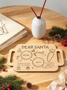 1件裝「Dear Santa」木製字母托盤，適用於派對桌面裝飾、節日桌面收納、放置信件、留言板、放置飲品、主題派對佈置 - 彩色 - 查看 2