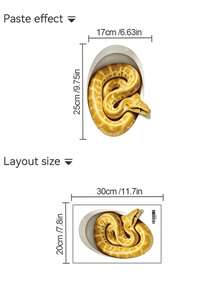 1pc/1set Creative Realistic Gold Snake Toilet Hole Prank Sticker, Beautiful Color, Scary & Funny Toilet Decoration Decal, Self-Adhesive Wall Sticker, Suitable For Bathroom Walls, Durable PVC Material Home Decor Wall Sticker Toilet Decoration Sticker - Multicolor - View 12