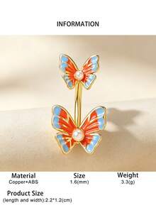 1pc Women's Cute Sexy Butterfly Belly Piercing Navel Ring Body Jewelry, Suitable For Summer Beach Party, Holiday Theme Outfit And Personalized Styling Occasions - Butterfly - View 8