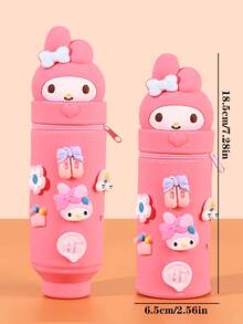 1pc Authentic Cartoon Student Pencil Case, Cute Silicone Pencil Pouch, Adorable Hollow Multi-Function 3D Expandable Silicone Stationery Storage Box, Suitable For Learning, Back To School Prizes, Office Desk Storage - A - View 7