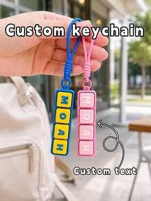 1pc Personalized Customized Name Keychain, Customized Mixed Color Mechanical Keyboard Keychain, Mechanical Keyboard Keycap Stress Relief Toy, 3D Printed Accessory, Personalized Gift, Can Also Be Used As A Pendant. - Multicolor - View 2