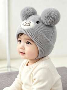 Gorro de punto con orejeras de dibujos animados lindos para niños unisex, otoño/invierno, gorro de lana para bebé y niño pequeño - Multicolor - Ver 2