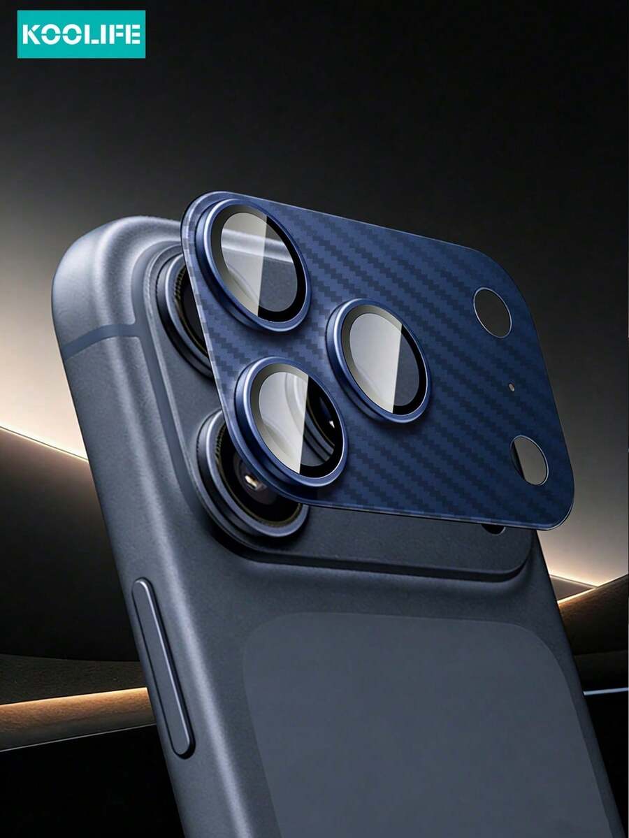 Koolife 1pc Full Coverage Camera Lens Protector, Carbon Fiber Material, High Definition Tempered Glass Lens, Durable, Easy Installation, Waterproof, Shockproof, Scratch-Resistant, Anti-Fingerprint, Compatible With IPhone 17/17 Pro/17 Pro Max - Blue - View 1