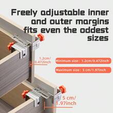 Imbot Stainless Steel Side-Mount Drawer Clips, Inner & Outer Edge Support, Left + Right 2 Pieces Set, Stainless Steel Material, Drawer Board Installation Aid, Suitable For Woodworking - A - View 4