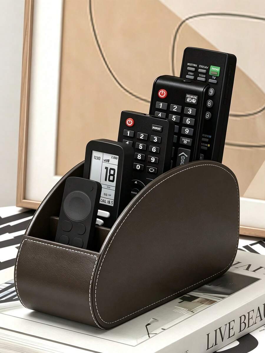 Multi-Compartment Remote Control Storage Box, Cosmetic Organizer With 5 Dividers, TV Remote Holder, Multi-Function Desktop Organizer, Suitable For DVD, Blu-Ray, Media Player, Heater Controller And TV Remote, Stationery, Glasses, Cosmetics And Small Items Storage, Space-Saving Bedside Table Organizer, Universal For Home And Office Scenes, Creative And Practical Home Storage Box,Makeup Organizer,Room Décor
