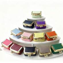 1pc[Travel Essential]Mini Leather Portable Jewelry Bag Travel Ring Earring Watch Jewelry Storage Box Wallet - Multicolor - View 1