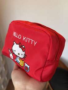 SANRIO Hello Kitty Embroidered Makeup Bag, New Cute Large Capacity Portable Storage Wallet, Square Small Pouch, Travel Valentine's Day Gift - Multicolor - View 5