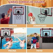 RUBOQE Canasta de Basquetbol para Niños Plegable, Tablero de Basketball con Contador Electrónico De Puntaje, Aro, 3 Mini Balón, para Puerta y Pared Juegos Exteriores para Niños Profesional - Multicolor - Ver 7