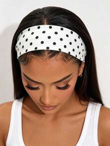 Women's Polka Dot Loose Elastic Hairband Retro Fashion Non-Slip Soft Headband Headscarf Hair Accessory Suitable For Daily Wear Makeup Yoga Autumn - Multicolor - View 2