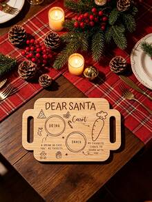 1件裝「Dear Santa」木製字母托盤，適用於派對桌面裝飾、節日桌面收納、放置信件、留言板、放置飲品、主題派對佈置 - 彩色 - 查看 10
