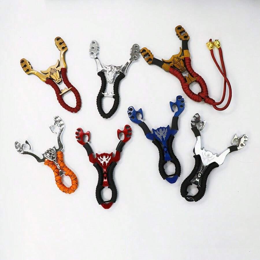 Pocket‑Sized Lightweight Slingshot Zero Burden Feeling Ergonomic Comfortable Grip Compact Portable Design Durable Flexible Rubber Band Stable Rebound Outdoor Short Trip Recreation Daily Stress Relief Interesting Leisure Toy - Red - View 1