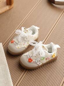 1 Pair Girls' Sports Shoes, New Spring/Autumn Korean Style Cute Toddler/Children's Training Shoes - Beige - View 3