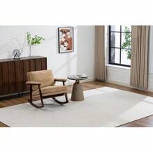 Mid-Century Modern Accent Chair, Wooden Frame Rocking Chair, Upholstered Armchair For Living Room, Reading Chair For Bedroom And Sunroom. - 淺棕色 - 查看 8