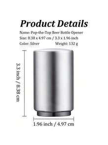 1件不鏽鋼自動啤酒瓶開瓶器－磁吸式壓頂瓶蓋移除器，適用於居家、露營、酒吧與派對，開瓶方便、便攜耐用 - 查看 6
