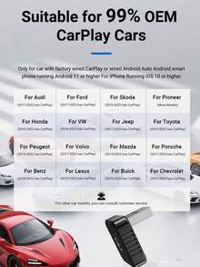 XUDA 新版 CarPlay AI Box Mini Superbox 有線轉無線，無線 CarPlay 與 Android 2合1功能，支援 2.4-5.0 GHz WiFi 5，適用於 99% 配備有線 CarPlay 與 Android 功能的車款 - A - 查看 8