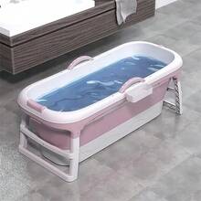 Banheira Ofurô Dobrável Portátil Adulto 148 Cm com Suporte Vg+ Rosa - A - Visão 6