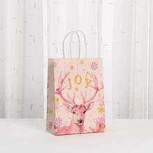 24/12/4 Stücke rosa Weihnachtspapiertüten mit Rentier-, Schneeflocken- und Weihnachtsbaum-Muster, niedliches Weihnachtsthema Design bedruckte tragbare Geschenktüten geeignet für Feiertagsparty, Klassenzimmer Weihnachtsgeschenkaustausch, Winterparty-Geschenke, Weihnachtsdekoration, Weihnachtstüten - Weihnachtsgeschenktüte, zufällige Auswahl - Übersicht 9