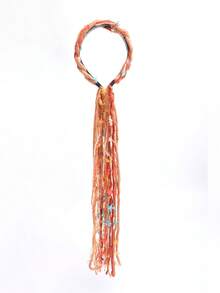 Plush Marrone Color Long Tassel Ribbon Braided Headband, Bohemian Style Hair Accessory Wig - Color - View 11
