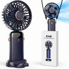 可攜式靜音 USB 充電式風扇，附數位顯示螢幕，可折疊桌面風扇，適合辦公室/宿舍，適合上班族/學生，夏季/畢業季理想選擇，美觀設計 - 彩色 - 查看 23