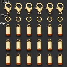 100pcs Golden DIY Connector Making Parts Including Lobster Clasp + Closed Jump Rings + Multiple Sizes Smooth Pendant Connectors Suitable For Handmade Weaving DIY Necklace, Anklet, Bracelet, Round Single Loop, Pendant Connector, Bag Chain Connector Ring, Beaded Accessories And Other Jewelry Making Materials DIY Jewelry Making Parts - Accessory Set - View 14