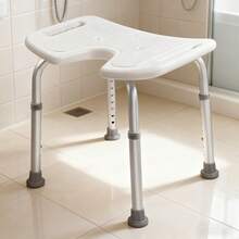Höhenverstellbarer Duschhocker, Badhocker mit Aluminiumgestell und Sitzfläche, Badezimmerhocker für Dusche und Badewanne, Rechteckiger Duschsitz - 37-51 cm - Übersicht 10