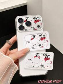 1pc Red Heart Cherry Camera Lens Protector, Compatible With Phone 17 Pro/17 Pro Max, Cute & Exquisite Lens Decoration, Enhances Phone Overall Texture, Adds Atmosphere To Photos, Tempered Glass Full Coverage, High Definition & Transparent, Scratch-Resistant & Anti-Fingerprint, Compatible With Phone Cases, Fashionable Small Gift For Girlfriend/Best Friend - Clear - View 4