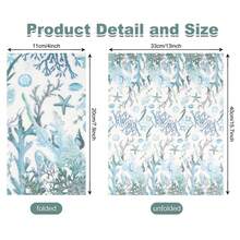 20Pcs40pcs/60pcs Ocean Themed Disposable Paper Napkins, 33x40cm Coral Starfish Print Cocktail Napkins, Decorative Tableware For Beach Party, Wedding, Birthday` - Long Ocean - View 5