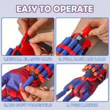 Funny Prank Toy Spider Web Launcher Glove Creative Hero Toy Perfect For Halloween And Christmas Interactive Novelty Toy Durable ABS Material Red - Multicolor - View 3