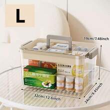 Transparent Double-Layer Medicine Storage Box With Snap Closure, Durable Plastic Material, Dust-Proof Multi-Function Storage Box For Home First Aid - Multicolor - View 7