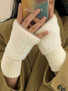 1 Pair Fingerless Gloves For Girls, Comfortable Gloves For Autumn And Winter - Soft And Warm, Versatile, Suitable For Winter Wear Or Daily Use - Multicolor - View 8