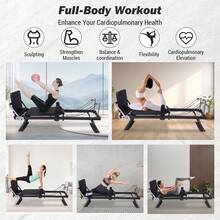 Collapsible Pilates Reformer Machine For Home Gym – Pink, Dual Resistance Springs & Cords, Portable Professional Pilates Equipment, Quiet Workout For All Levels - Black 1 - View 3